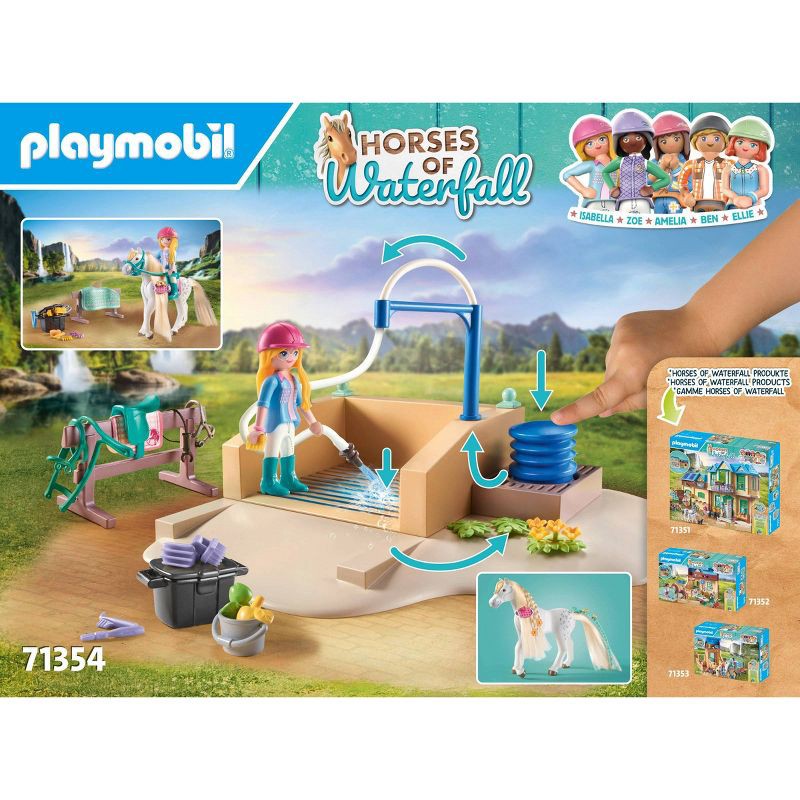 slide 9 of 9, PLAYMOBIL Washing Station with Isabella and Lioness: ABS Material, Fine Motor Skills, 86 Pieces Building Set, 86 ct
