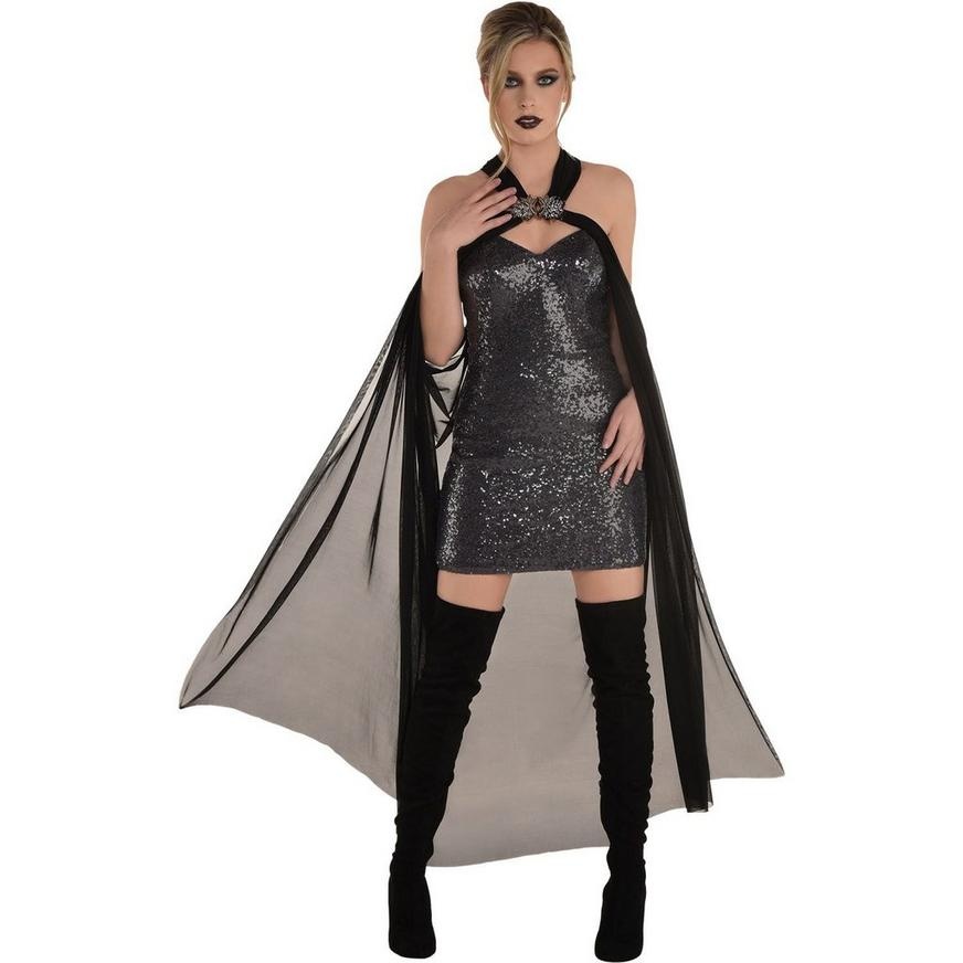 slide 1 of 1, Party City Black Sheer Gothic Cape, 1 ct