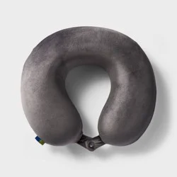 Memory Foam Travel Neck Pillow - Open Story™ Gray: Airplane Comfort Accessory