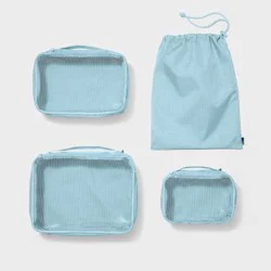 4pc Packing Cube Set - Open Story™ Muddy Aqua: Zipper &amp; Drawstring Closure