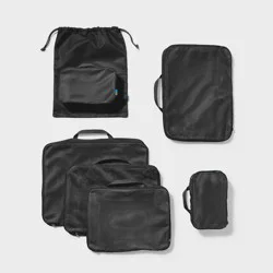 7pc Packing Cube Set with Compression - Open Story™ Black