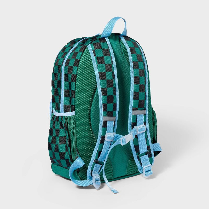 slide 3 of 3, Kids' 17" Everyday Classic Backpack - Cat & Jack™️Green Checked: Check Pattern, Side Pockets, 1 ct