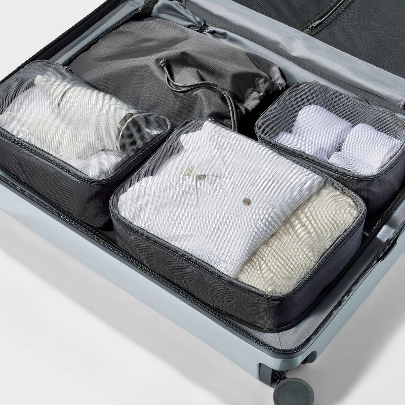 slide 3 of 3, 4pc Packing Cube Set - Open Story™ Gray: Solid Recycled Polyester Luggage Accessory, 4 ct