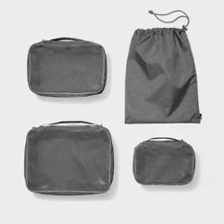 4pc Packing Cube Set - Open Story™ Gray: Solid Recycled Polyester Luggage Accessory