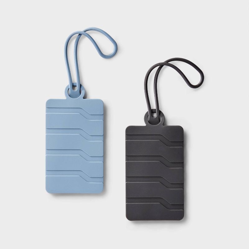 slide 3 of 3, 2pk Silicone Luggage Tag - Open Story™ Gray/Blue: Travel Accessories Set, 2 ct