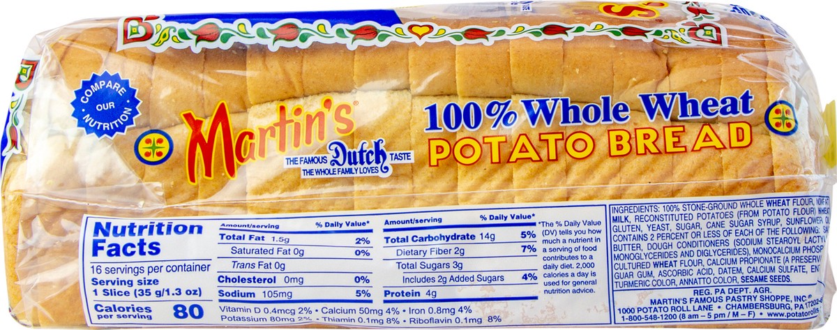 slide 3 of 9, Martin's 100% Whole Wheat Potato Bread, 20 oz