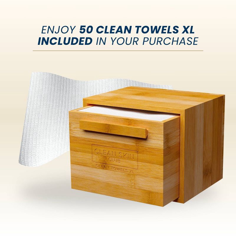 slide 5 of 6, Clean Skin Club Clean Towels XL Original + Bamboo Container - Drawer - 50ct, 50 ct