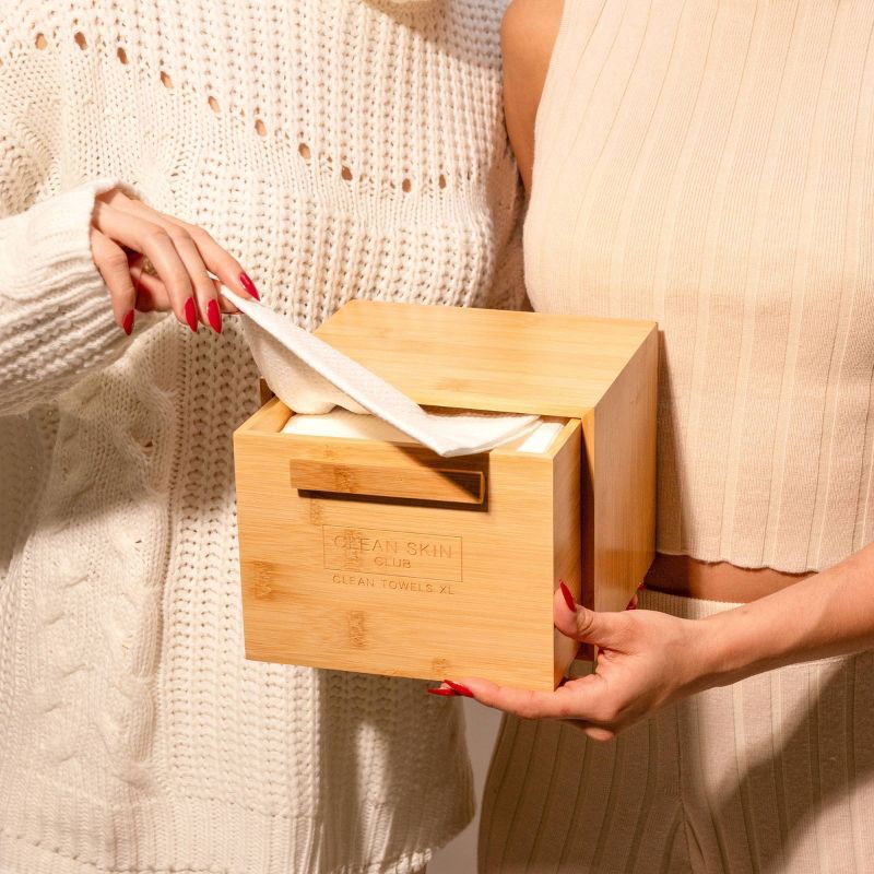 slide 6 of 6, Clean Skin Club Clean Towels XL Original + Bamboo Container - Drawer - 50ct, 50 ct