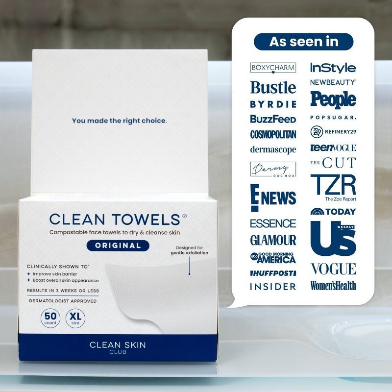 slide 12 of 12, Clean Skin Club Disposable Face Towel for Improved Skin - XL - 50ct, 50 ct