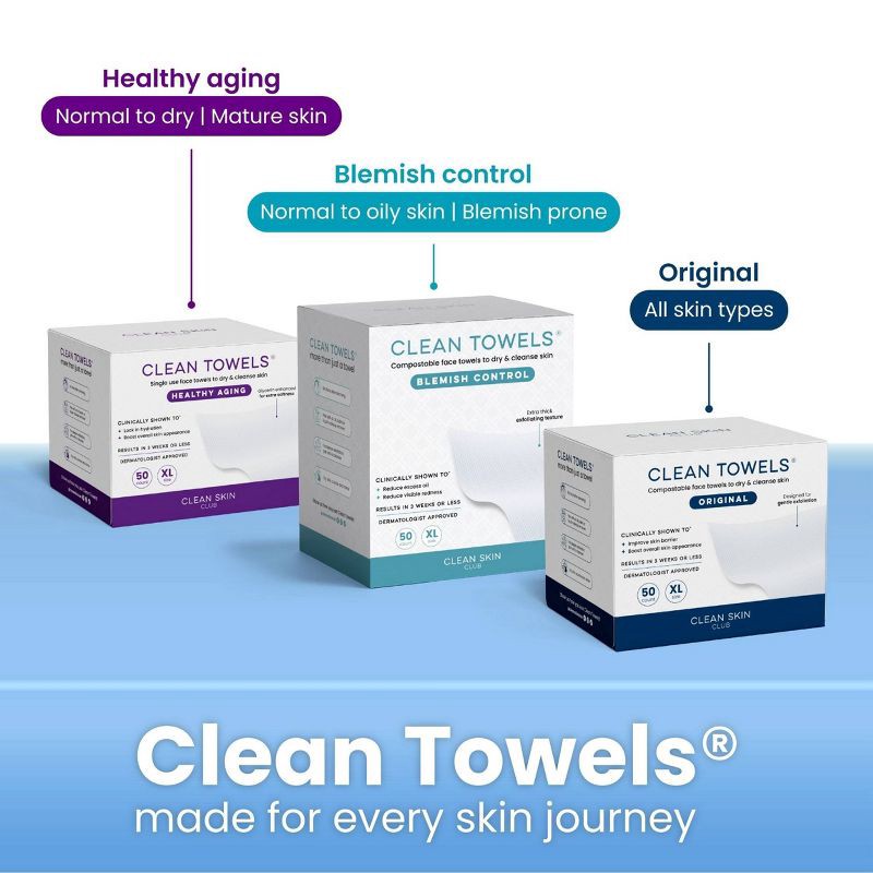 slide 11 of 12, Clean Skin Club Disposable Face Towel for Improved Skin - XL - 50ct, 50 ct