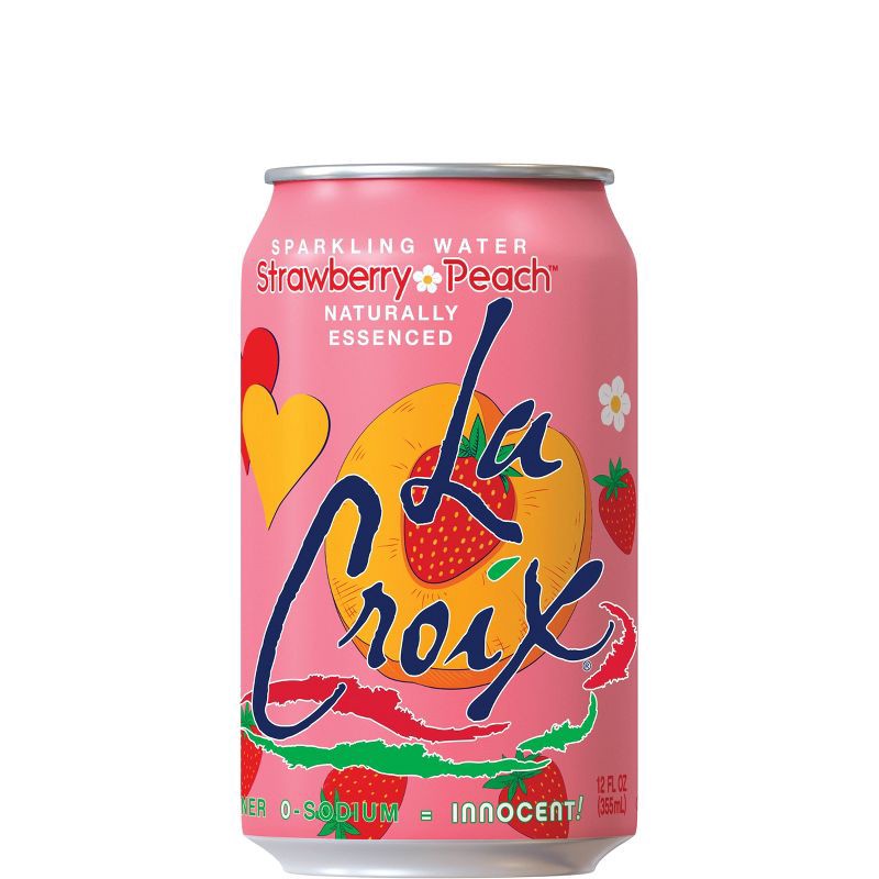 slide 2 of 7, LaCroix Strawberry Peach Sparkling Water - 8pk/12 fl oz Cans, 8 ct; 12 fl oz