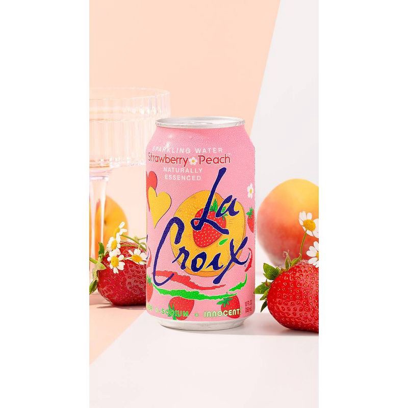 slide 3 of 7, LaCroix Strawberry Peach Sparkling Water - 8pk/12 fl oz Cans, 8 ct; 12 fl oz