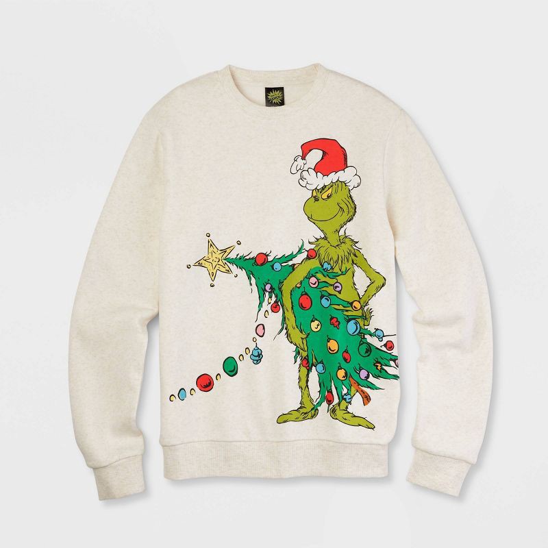 slide 2 of 3, Dr. Seuss Adult The Grinch Graphic Sweatshirt - Oatmeal XXL, 1 ct