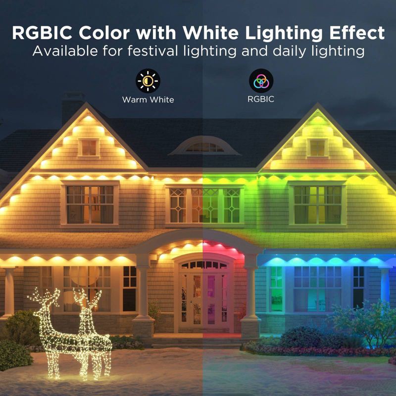 slide 2 of 14, Govee 100ft RGBICW White Permanent Outdoor Lights Elite: LED String Lights, 72 Counts, 100 ft, 72 ct