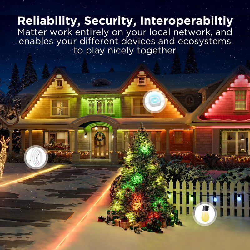 slide 5 of 14, Govee 100ft RGBICW White Permanent Outdoor Lights Elite: LED String Lights, 72 Counts, 100 ft, 72 ct