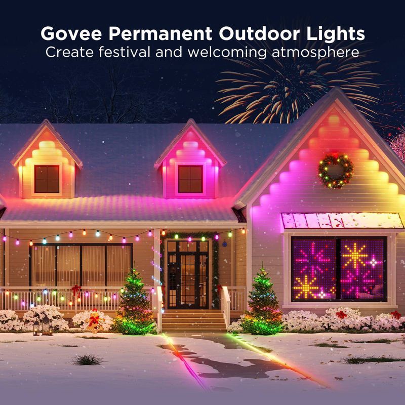 slide 8 of 14, Govee 100ft RGBICW White Permanent Outdoor Lights Elite: LED String Lights, 72 Counts, 100 ft, 72 ct