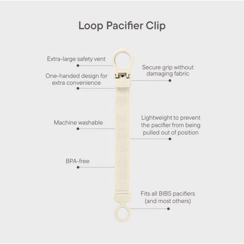 slide 8 of 8, Bibs Loop Universal Pacifier Clip 0-24m - Sand, 1 ct