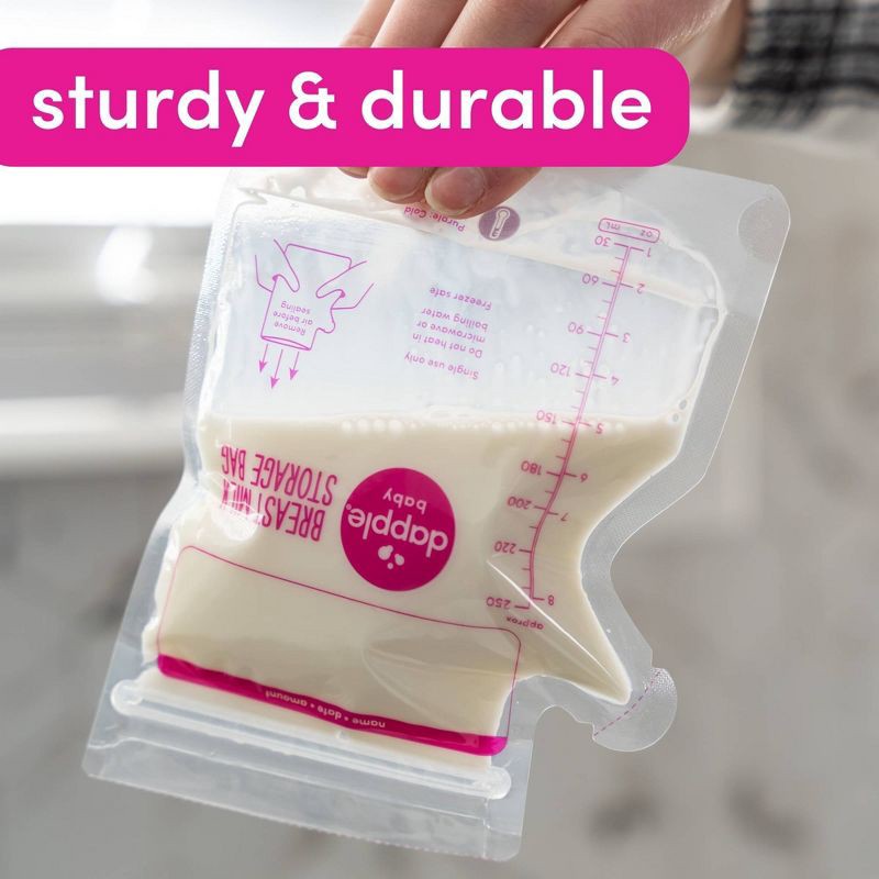 slide 4 of 9, Dapple Temp-Sensing No Leak Breast Milk Storage Bag with Easy Pour Spout - 50ct, 50 ct