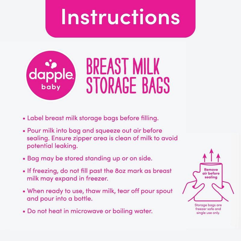 slide 8 of 9, Dapple Temp-Sensing No Leak Breast Milk Storage Bag with Easy Pour Spout - 50ct, 50 ct