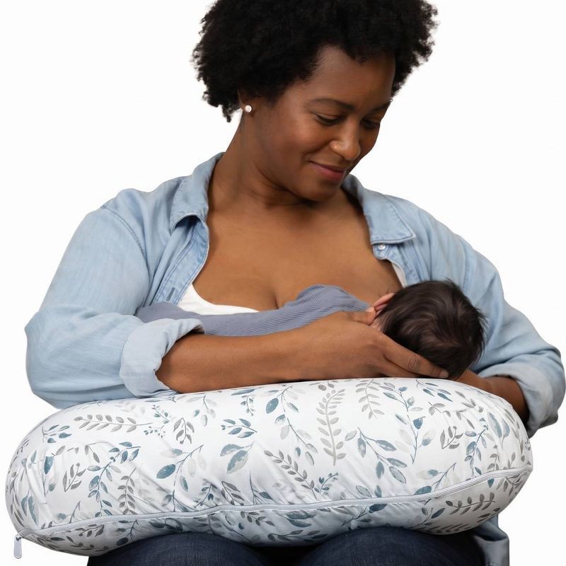 slide 1 of 13, Boppy Nursing Pillow - Gray Beige Leaves: Botanical Leaf Pattern, 20" Length, 5.5" Thickness, 16" Width, 1 ct