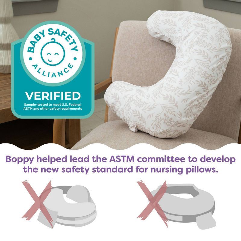 slide 3 of 10, Boppy Nursing Pillow - Gray Beige Leaves, 1 ct
