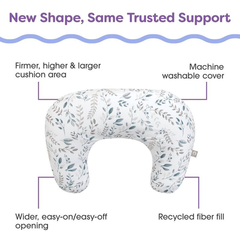 slide 4 of 10, Boppy Nursing Pillow - Gray Beige Leaves, 1 ct