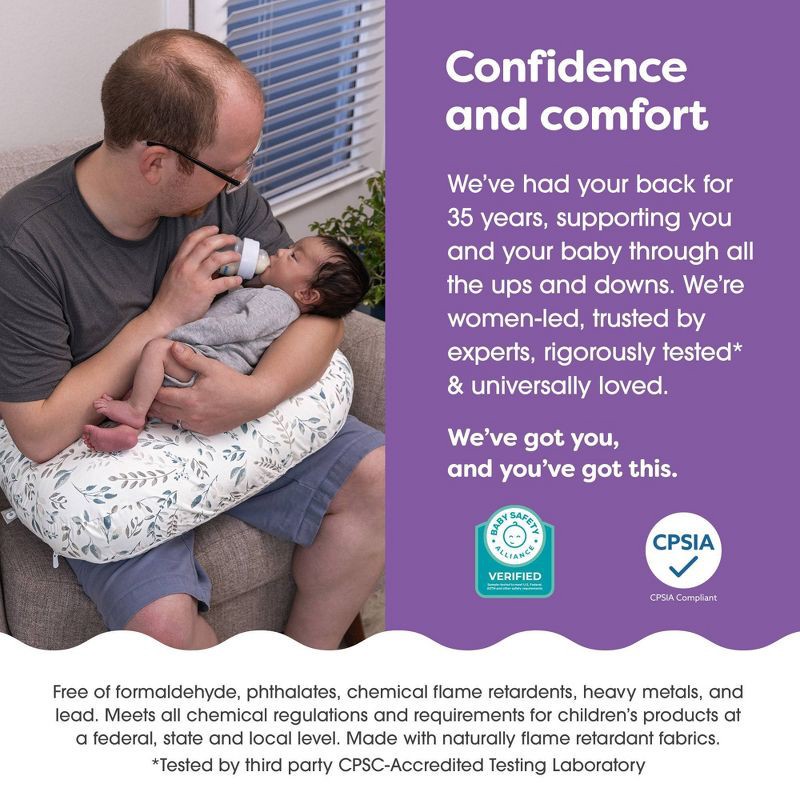 slide 8 of 10, Boppy Nursing Pillow - Gray Beige Leaves, 1 ct