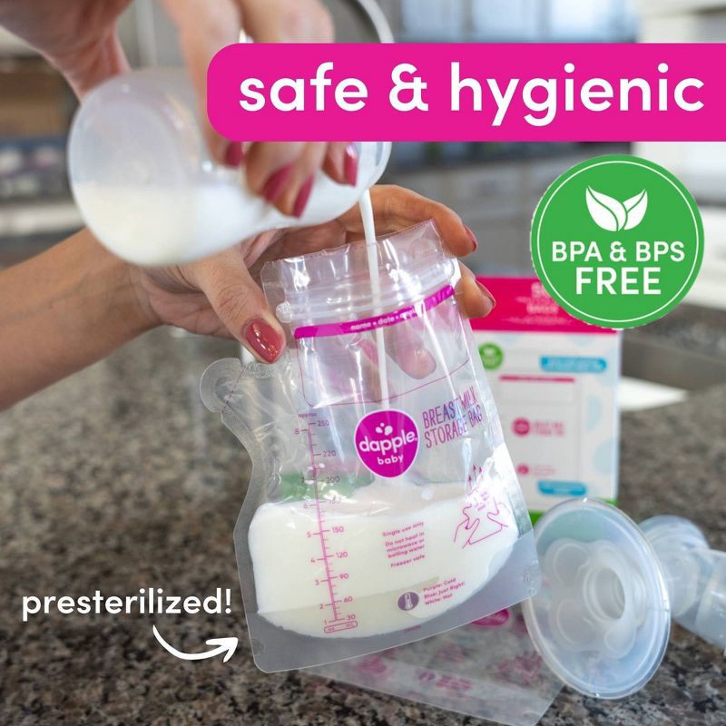 slide 6 of 9, Dapple Temp-Sensing No Leak Breast Milk Storage Bag with Easy Pour Spout - 100ct, 100 ct