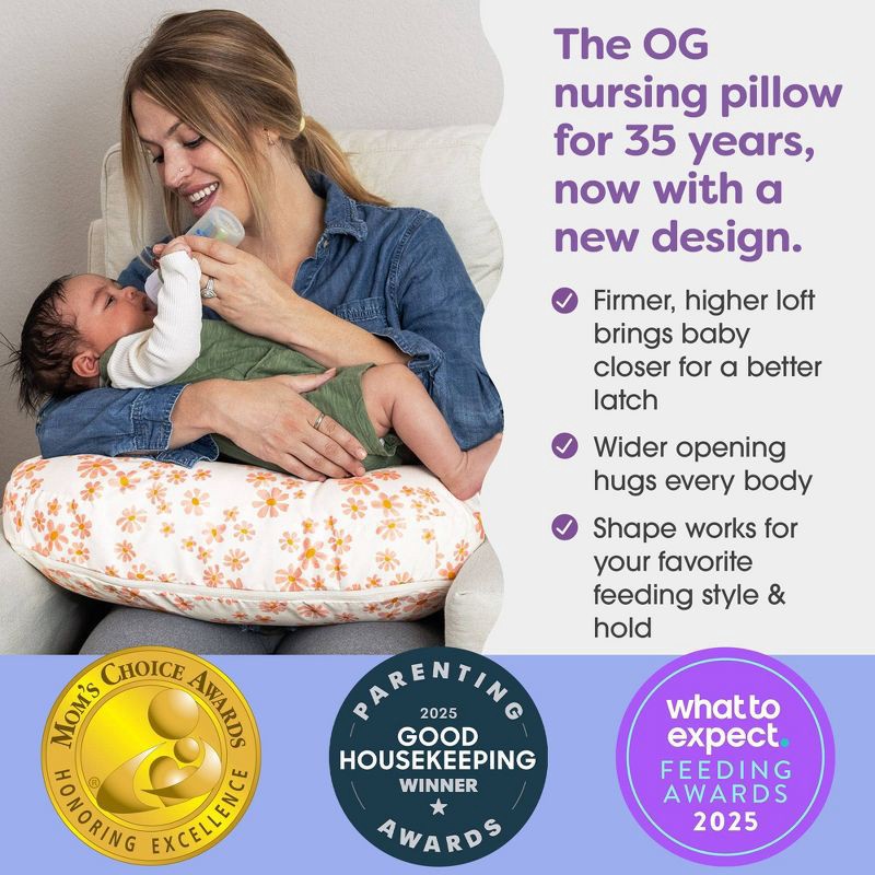 slide 2 of 10, Boppy Nursing Pillow - Soft Pink Daisies, 1 ct