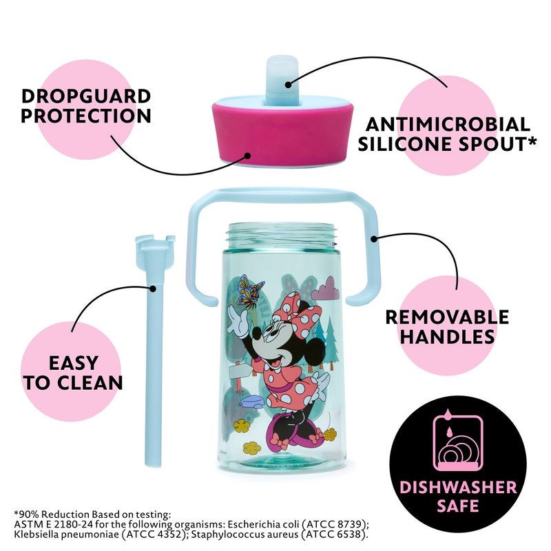slide 3 of 7, The First Years Disney 12oz Minnie Mouse Spill Proof Flip Top Toddler Sippy Straw Cup, 12 oz