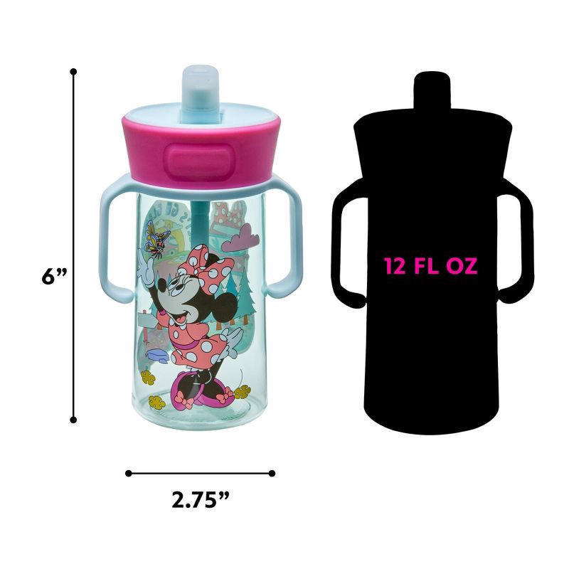 slide 4 of 7, The First Years Disney 12oz Minnie Mouse Spill Proof Flip Top Toddler Sippy Straw Cup, 12 oz