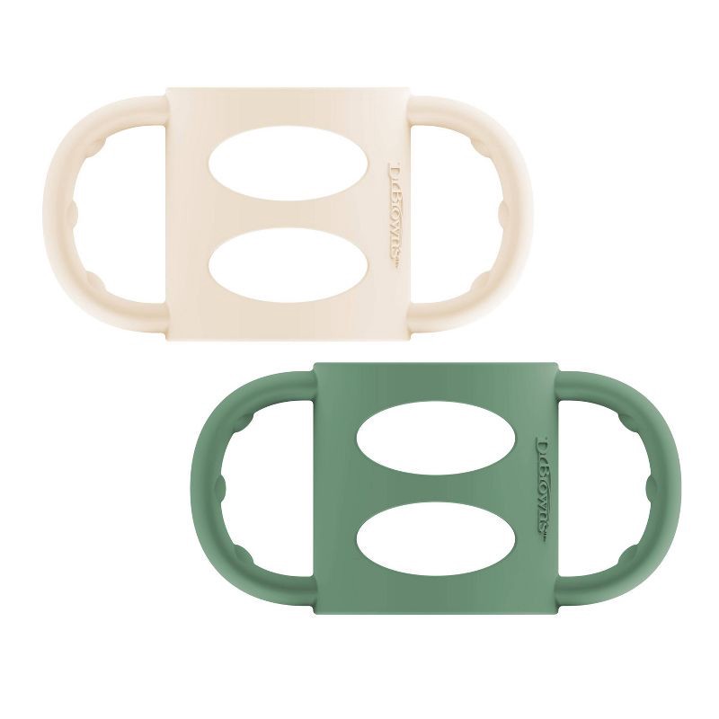 slide 1 of 16, Dr. Brown's Milestones 100% Silicone Narrow Baby Bottle Handles in Green and Beige - 2pk, 2 ct