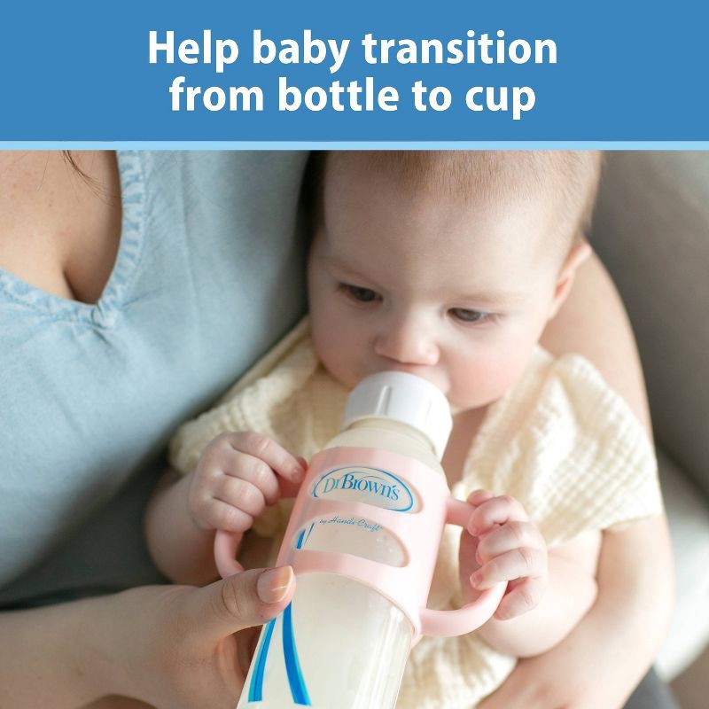 slide 3 of 16, Dr. Brown's Milestones 100% Silicone Narrow Baby Bottle Handles in Green and Beige - 2pk, 2 ct