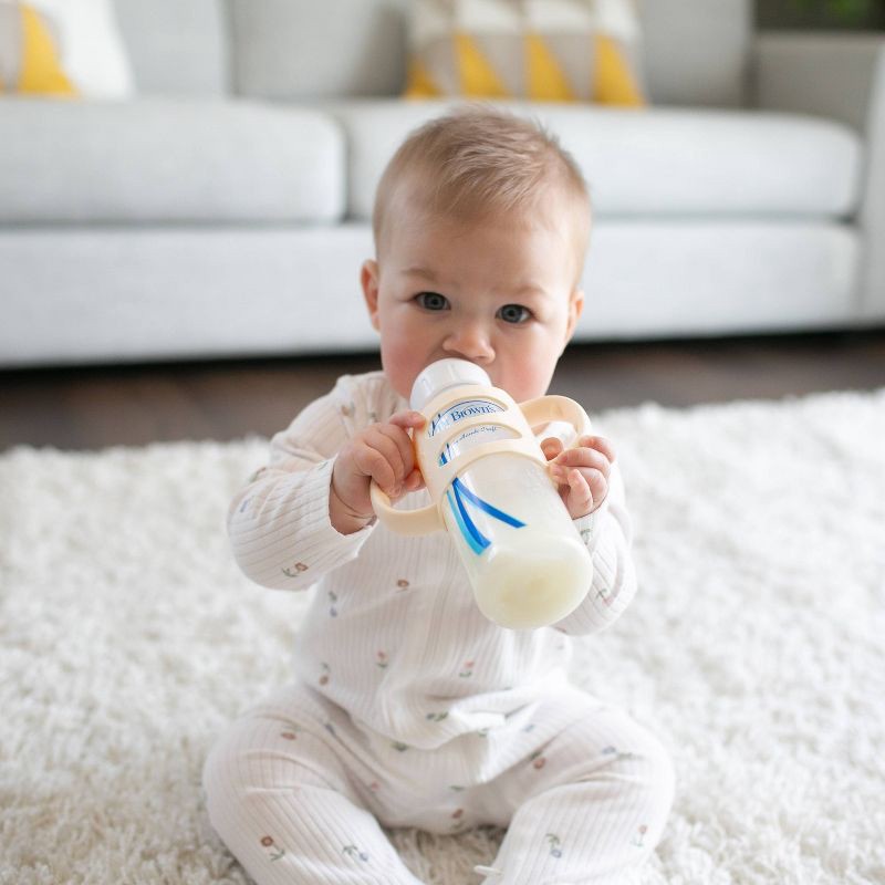 slide 12 of 16, Dr. Brown's Milestones 100% Silicone Narrow Baby Bottle Handles in Green and Beige - 2pk, 2 ct