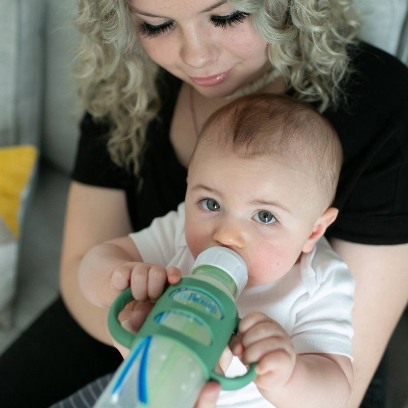 slide 14 of 16, Dr. Brown's Milestones 100% Silicone Narrow Baby Bottle Handles in Green and Beige - 2pk, 2 ct