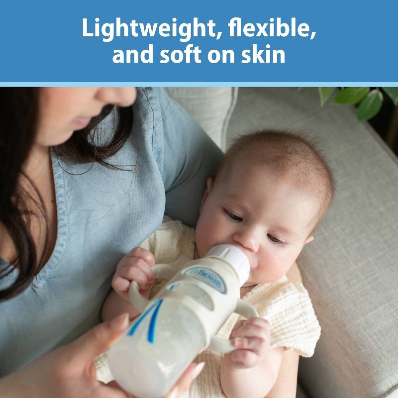 slide 7 of 16, Dr. Brown's Milestones 100% Silicone Narrow Baby Bottle Handles in Green and Beige - 2pk, 2 ct