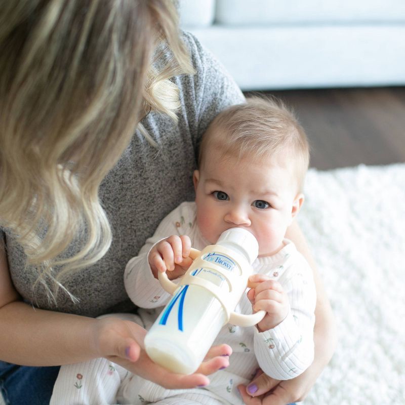 slide 10 of 16, Dr. Brown's Milestones 100% Silicone Narrow Baby Bottle Handles in Green and Beige - 2pk, 2 ct