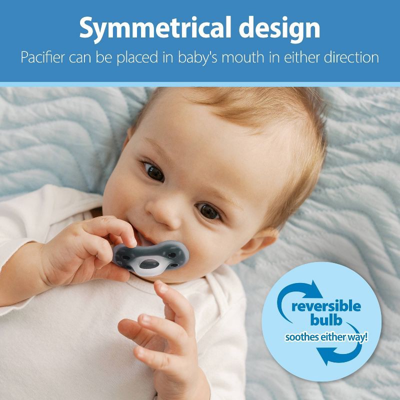 slide 5 of 15, Dr. Brown's Advantage One-Piece Lightweight Silicone Pacifier Stage Two, with one Glow-in-the-Dark Pacifier - 3pk, 3 ct