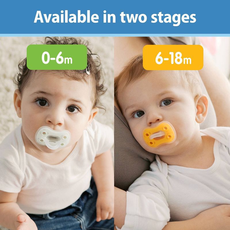 slide 9 of 15, Dr. Brown's Advantage One-Piece Lightweight Silicone Pacifier Stage Two, with one Glow-in-the-Dark Pacifier - 3pk, 3 ct
