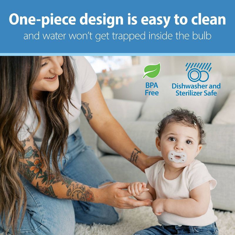 slide 8 of 18, Dr. Brown's Advantage One-Piece Lightweight Silicone Pacifier Stage One, with one Glow-in-the-Dark Pacifier - 3pk, 3 ct