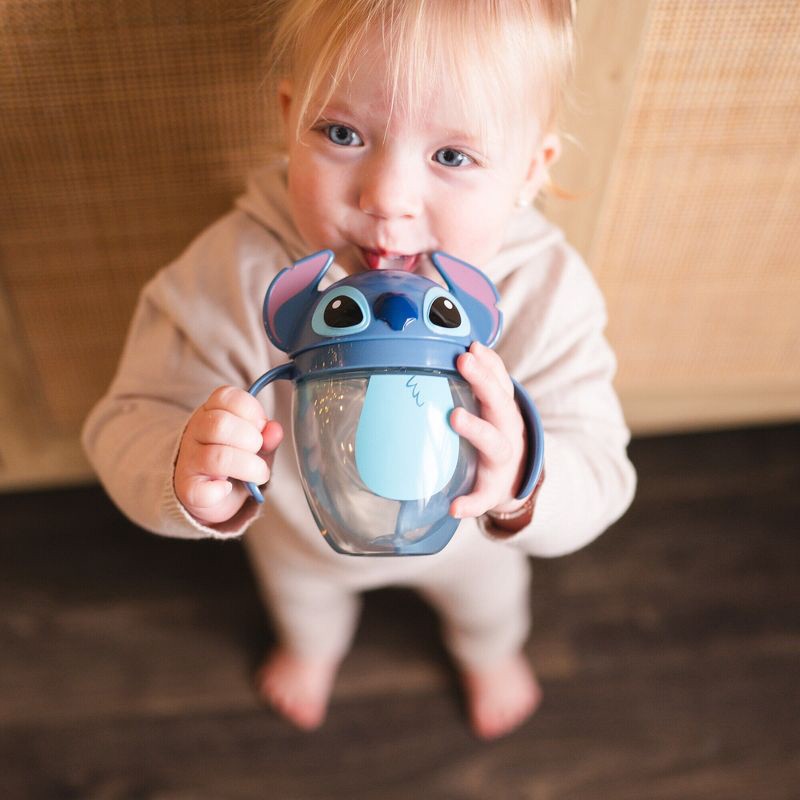 slide 2 of 7, The First Years Disney 7oz Stitch Spill Proof Weighted Straw Trainer Sippy Cup - 6 Months+, 7 oz