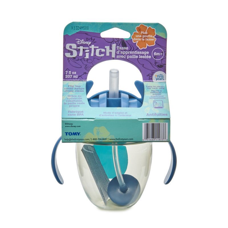 slide 7 of 7, The First Years Disney 7oz Stitch Spill Proof Weighted Straw Trainer Sippy Cup - 6 Months+, 7 oz