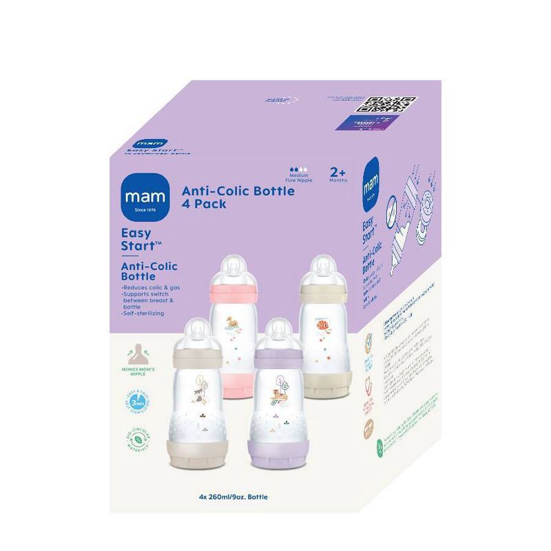 slide 2 of 10, MAM Easy Start Anti-Colic Baby Bottles - Pink - 9oz/4pk, 4 ct; 9 oz