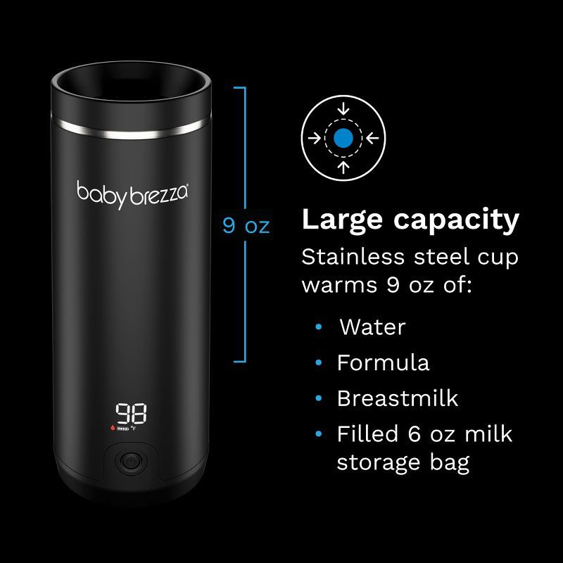 slide 4 of 10, Baby Brezza Superfast Portable Bottle Warmer - Black, 1 ct