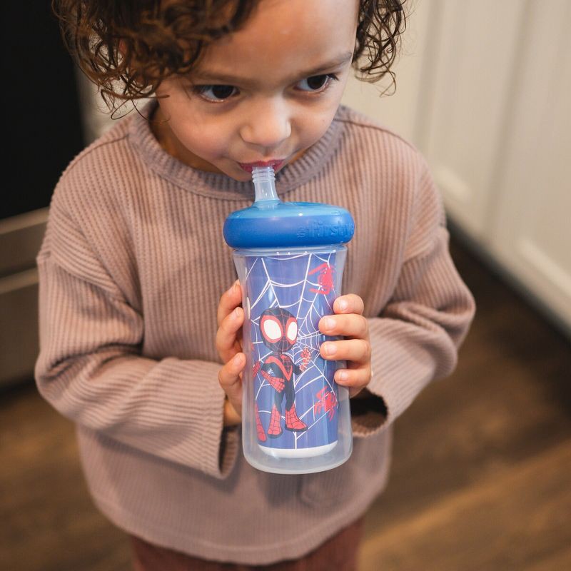 slide 2 of 7, The First Years Marvel 9oz Spidey & Friends Spill Proof Insulated Straw Sippy Cups - 2pk, 2 ct; 9 oz