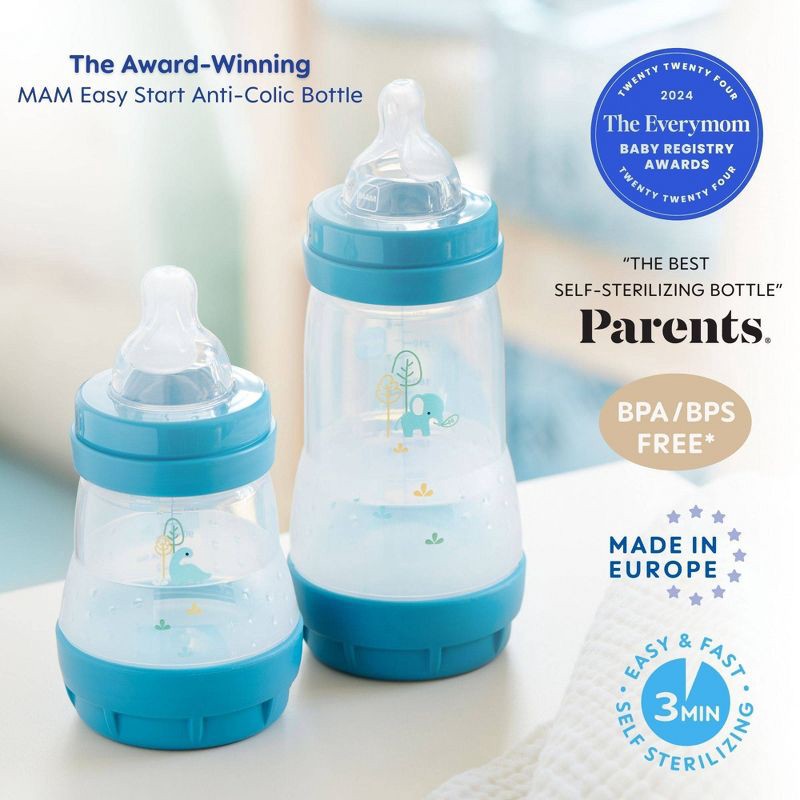 slide 3 of 10, MAM Easy Start Anti-Colic Baby Bottles - Blue - 9oz/4pk, 4 ct; 9 oz