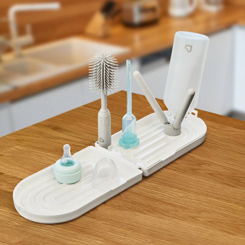 slide 5 of 8, Munchkin Portable Bottle Drying Rack with Bottle Brush - White, 1 ct