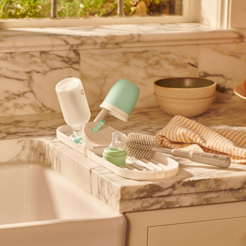 slide 6 of 8, Munchkin Portable Bottle Drying Rack with Bottle Brush - White, 1 ct