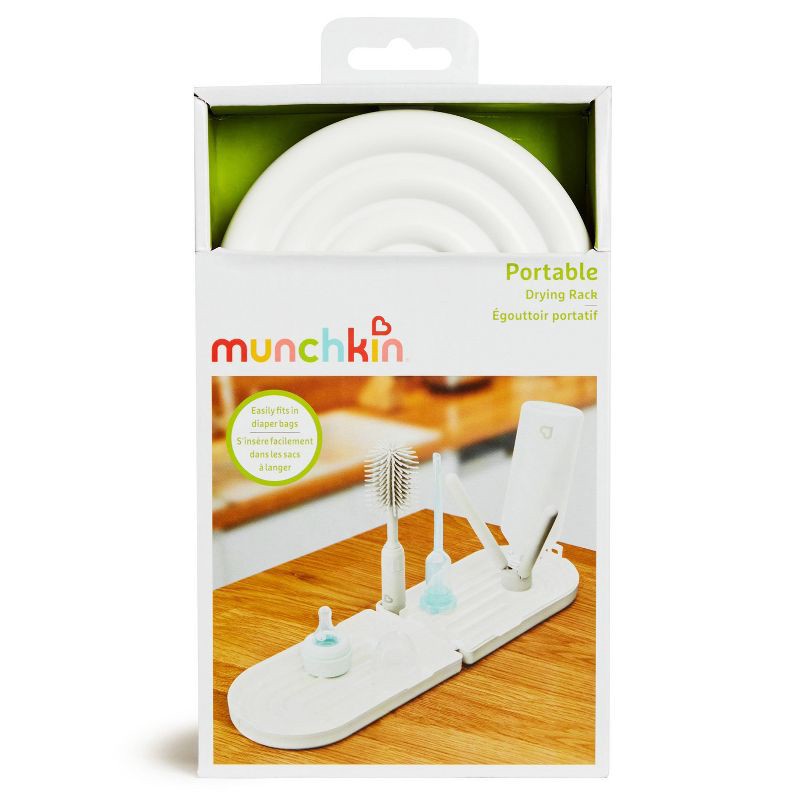 slide 7 of 8, Munchkin Portable Bottle Drying Rack with Bottle Brush - White, 1 ct
