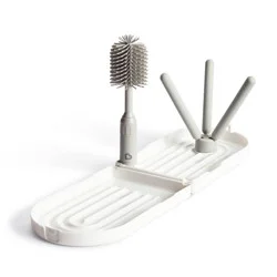 Munchkin Portable Bottle Drying Rack with Bottle Brush - White